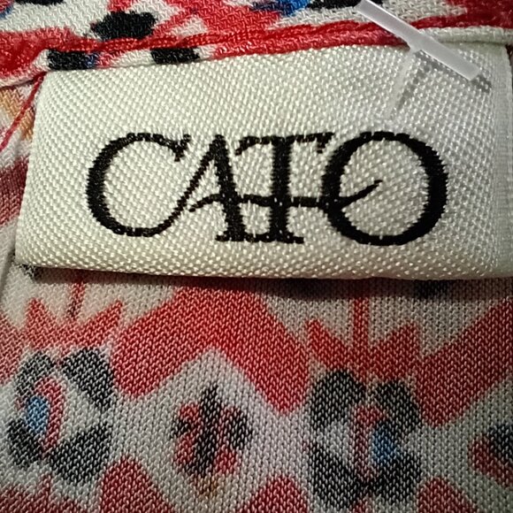 CATO Bohemian Style Tunic Top Large Polyester Spandex Stripes Zigzag Orange - Picture 3 of 4